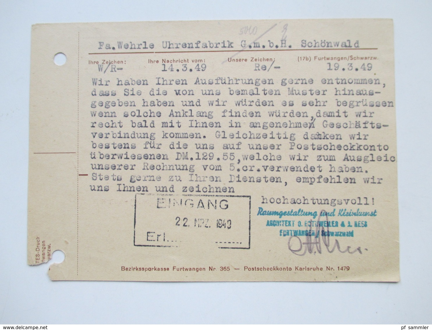 All. Besetzung Franz. Zone Baden 1949 Freimarken 9 Postkarten / Firmenkorrespondenz! MeF / EF / MiF