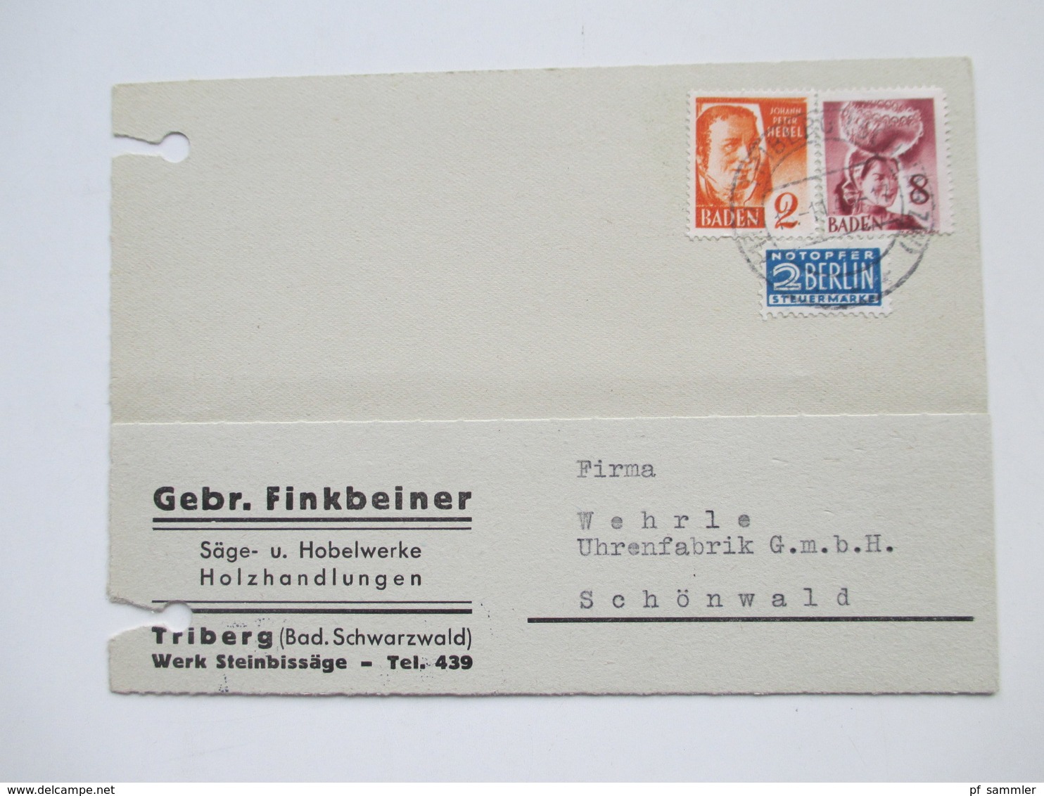 All. Besetzung Franz. Zone Baden 1949 Freimarken 9 Postkarten / Firmenkorrespondenz! MeF / EF / MiF