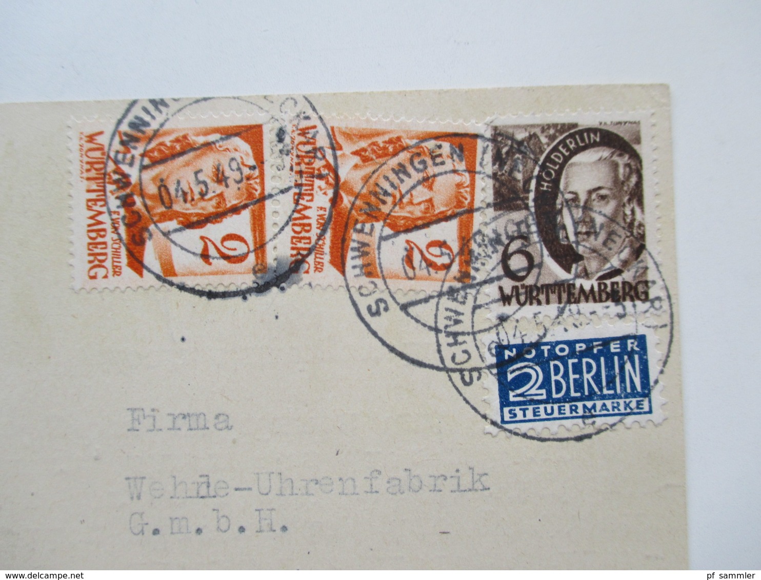 All. Besetzung Franz. Zone Württemberg 1949 Freimarken 5 Postkarten / Firmenkorrespondenz! MeF / EF / MiF - Württemberg