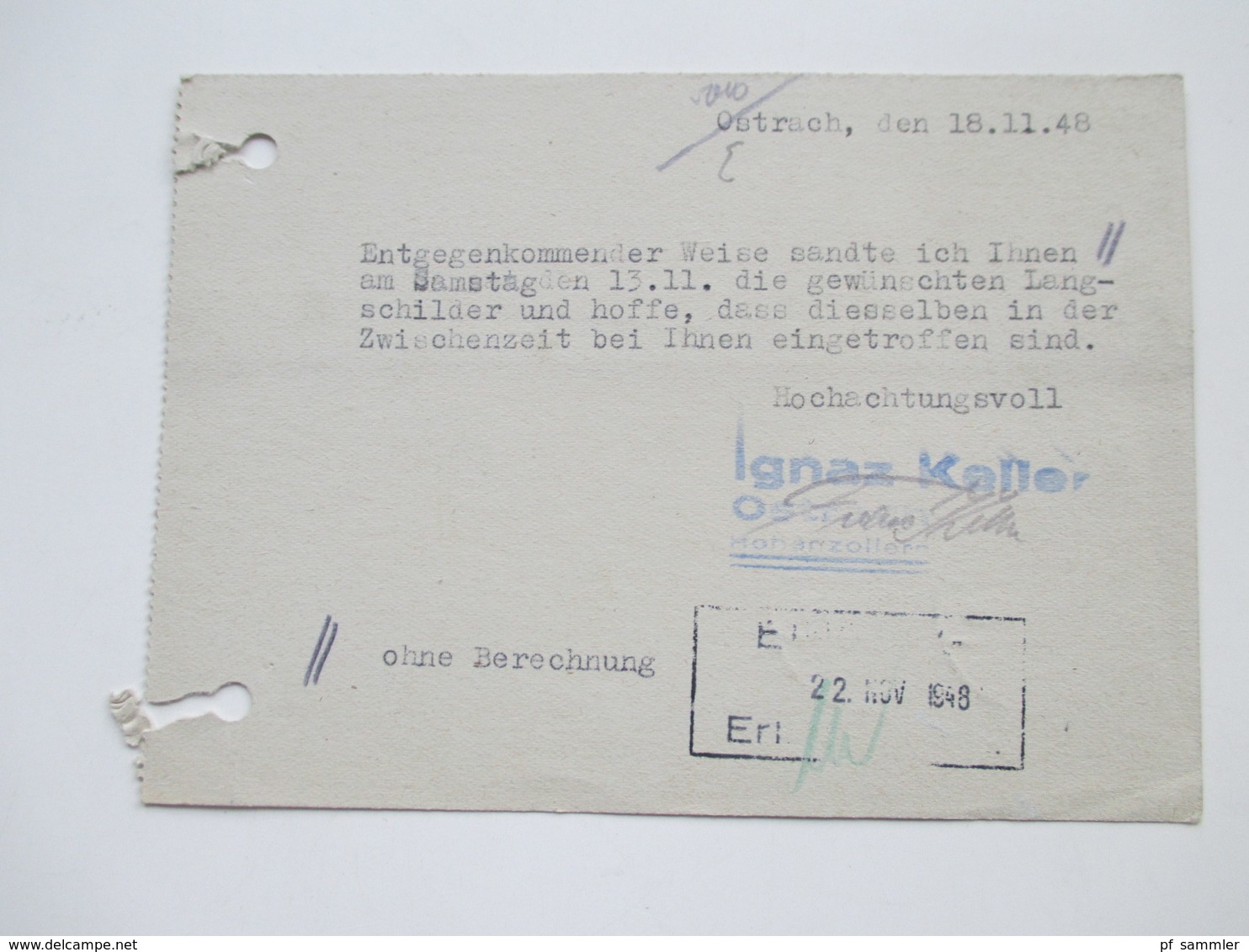 All. Besetzung Franz. Zone Württemberg 1949 Freimarken 5 Postkarten / Firmenkorrespondenz! MeF / EF / MiF