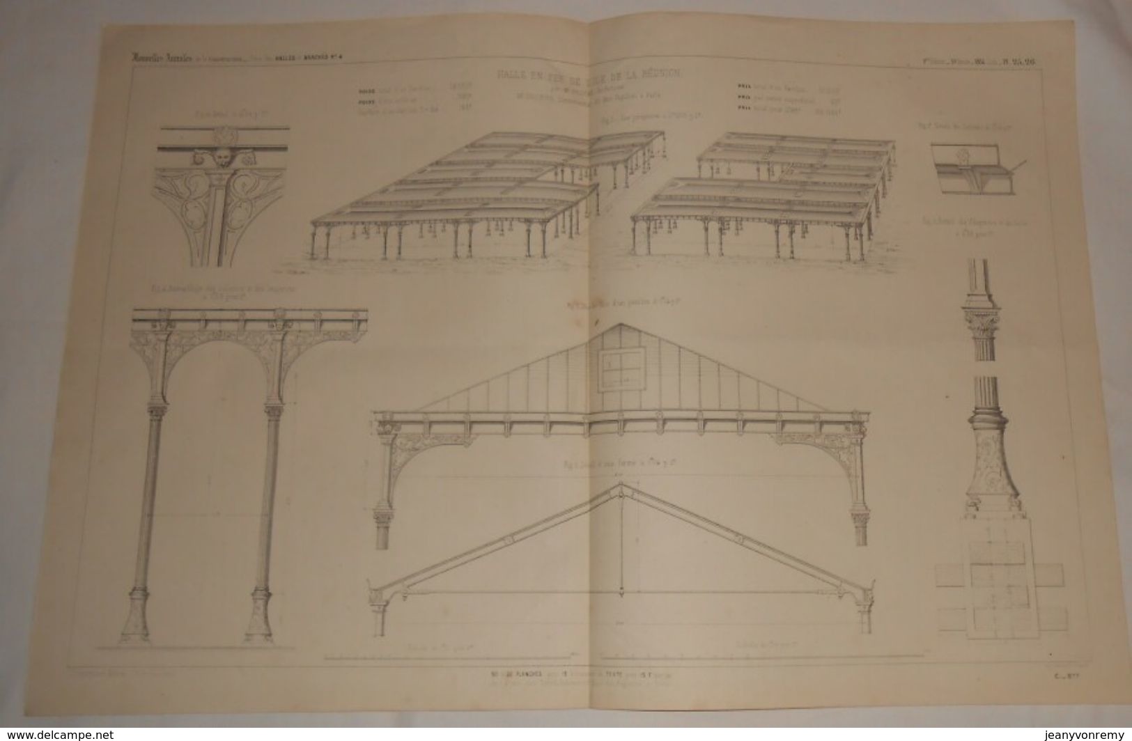 Plan D'une Halle En Fer De L'ïle De La Réunion. 1864 - Public Works