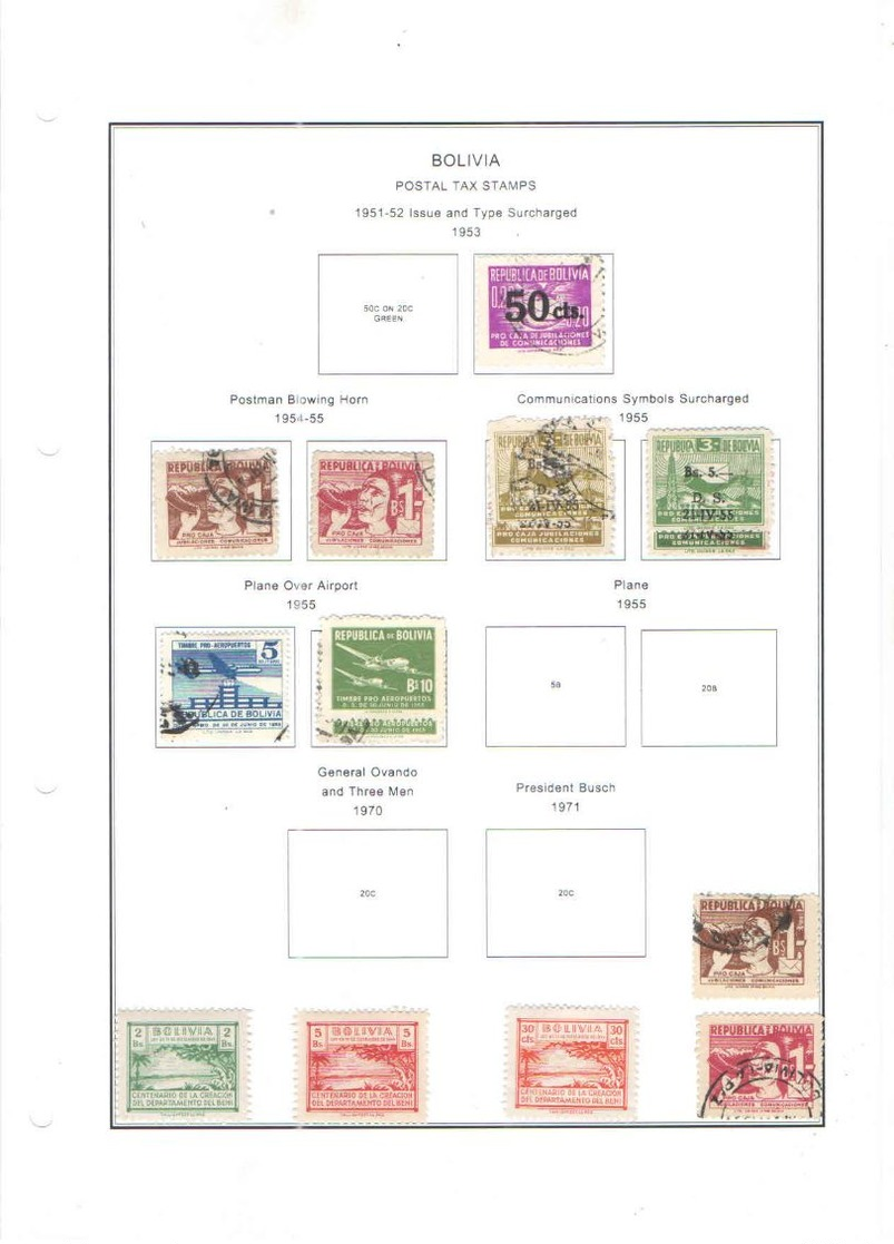 Bolivia Postal Tax.  1954/55 Postaman    Scott.RA19+20+ See Scan On Scott.Page - Bolivia