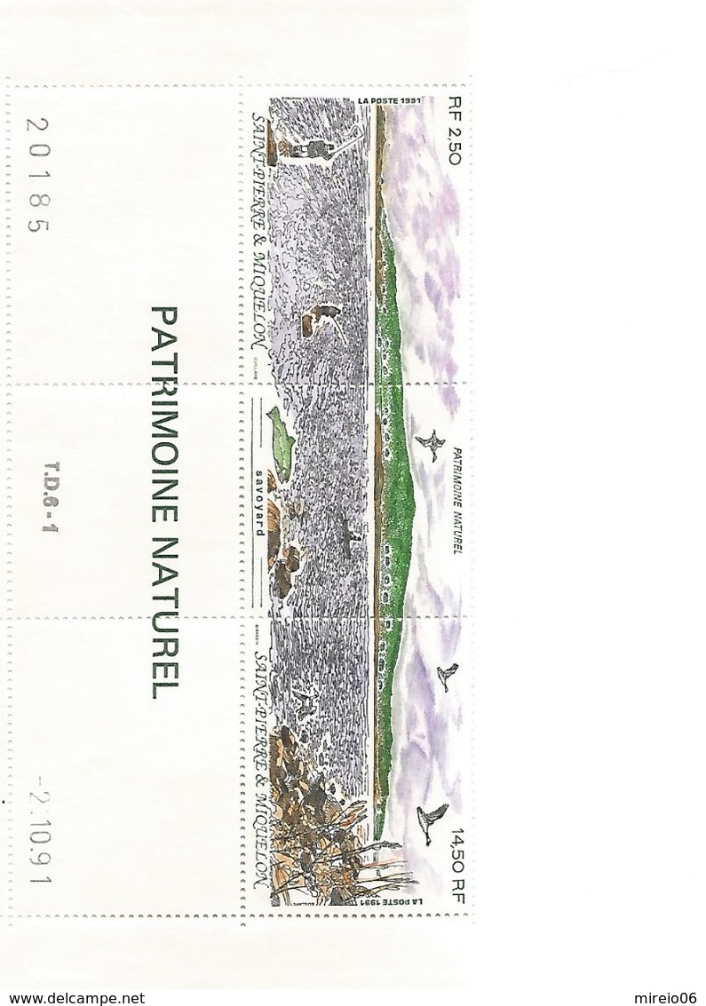 St Pierre Et Miquelon - Triptyque 549A**  1991  Bas De Feuille Daté - Unused Stamps