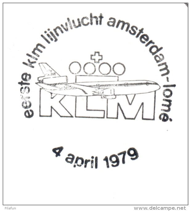 Nederland - 1979 - First Flight KLM Amsterdam - Lomé / Togo - Brieven En Documenten