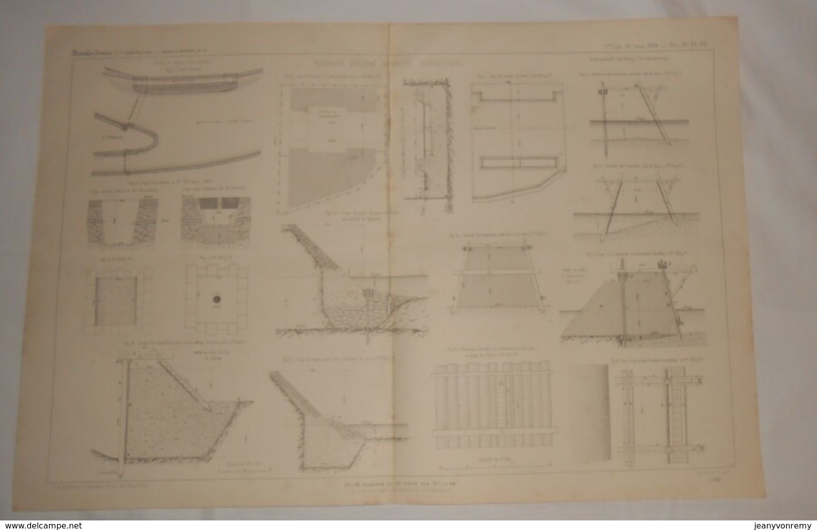 Plan Du Barrage éclusé De Melun. Fondations. 1864 - Opere Pubbliche