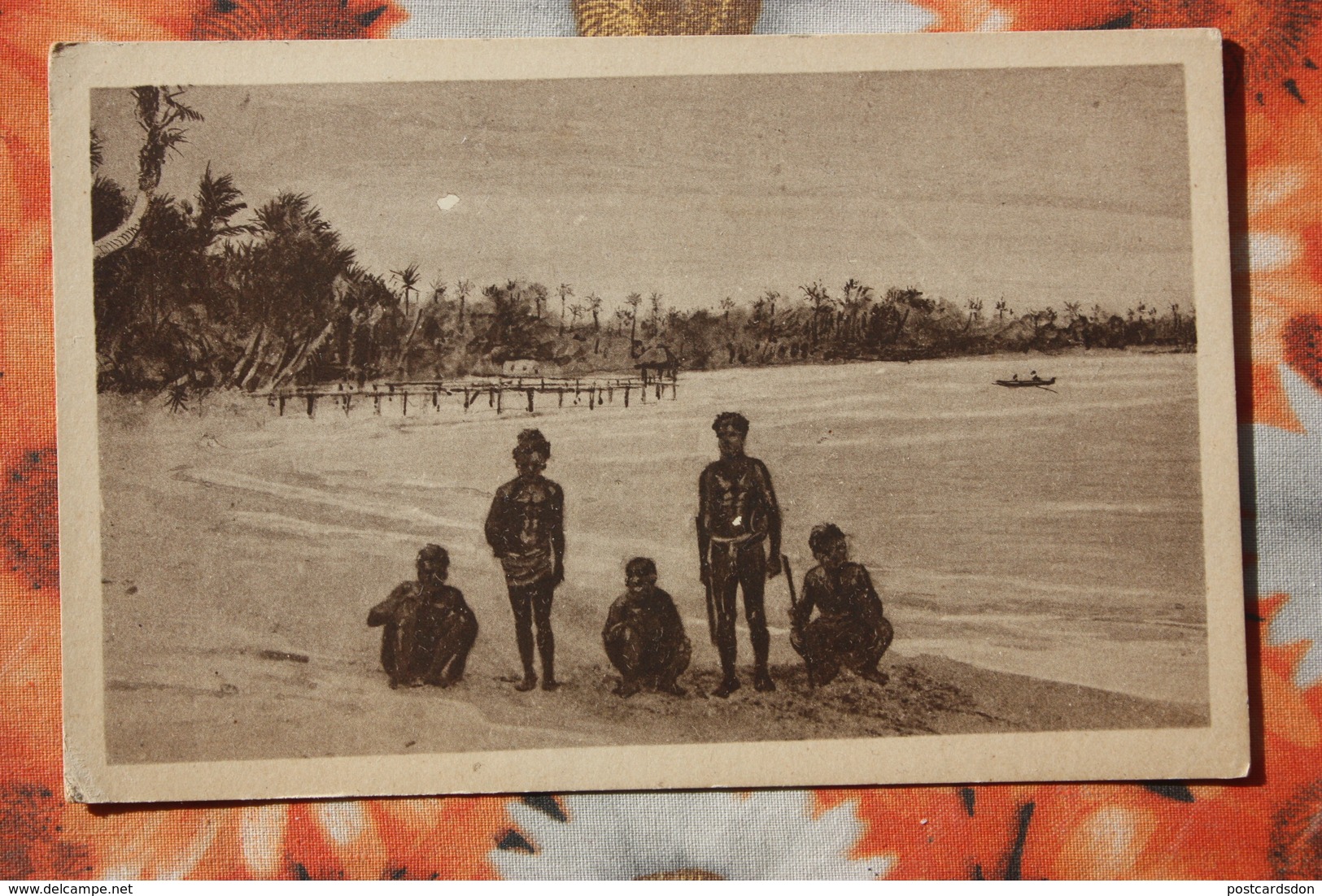 CAROLINAS Y MARIANAS Old Vintage Postcard Bathing In The Ocean Aborigens - Marianen