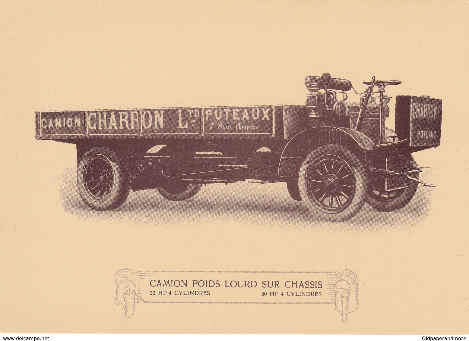 POSTCARD  - CHARRON - COMMERCIAL VEHICLES - OLD CAR - Voitures De Tourisme