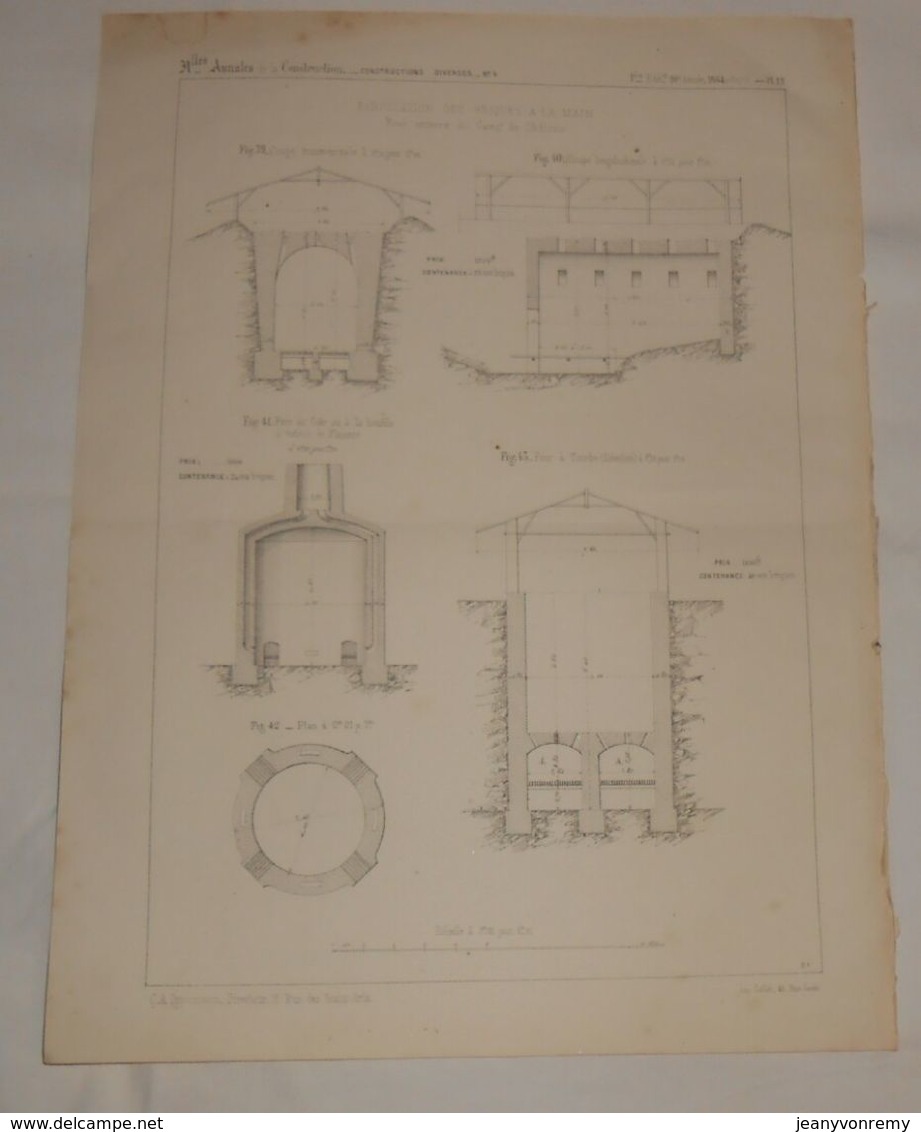 Plan De Fabrication De Briques à La Main.Fours Enterrés Du Camp De Châlons. 1864 - Opere Pubbliche