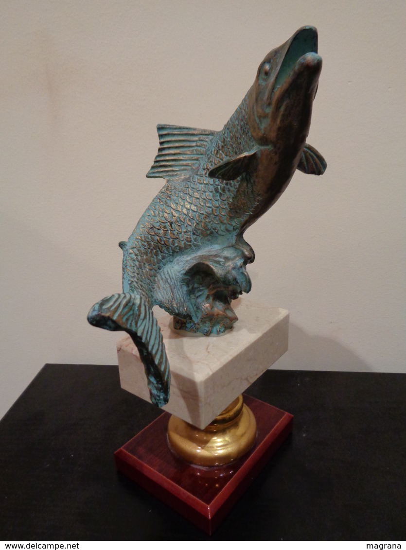 Grupo De 5 Trofeos De Pesca Y- Colección De 30 Revistas Feder Pesca España 2004-2007. - Vissen