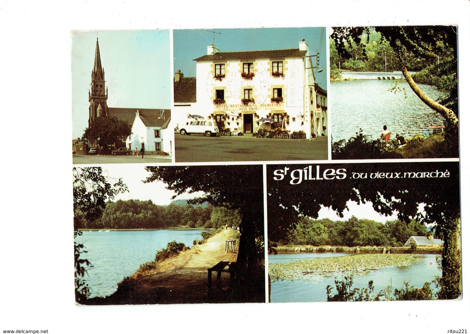 Cpm - 22 - Saint-Gilles-Vieux-Marché - HOTEL NEVO LE BIHAN - 1984 - Voiture Renault 4L - Saint-Gilles-Vieux-Marché