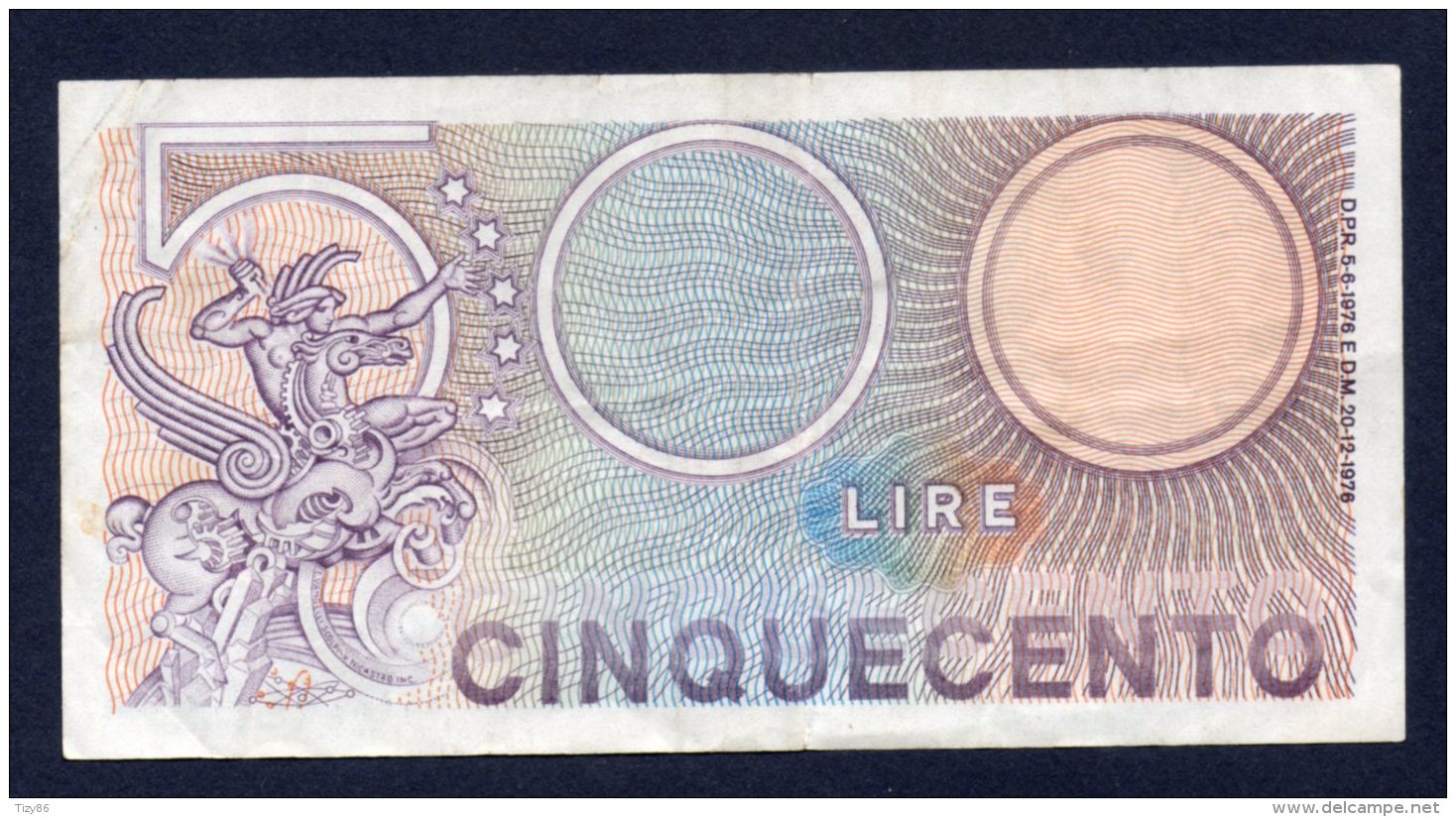 Banconota Italia - 500 Lire Mercurio 20/12/1976 - 500 Liras