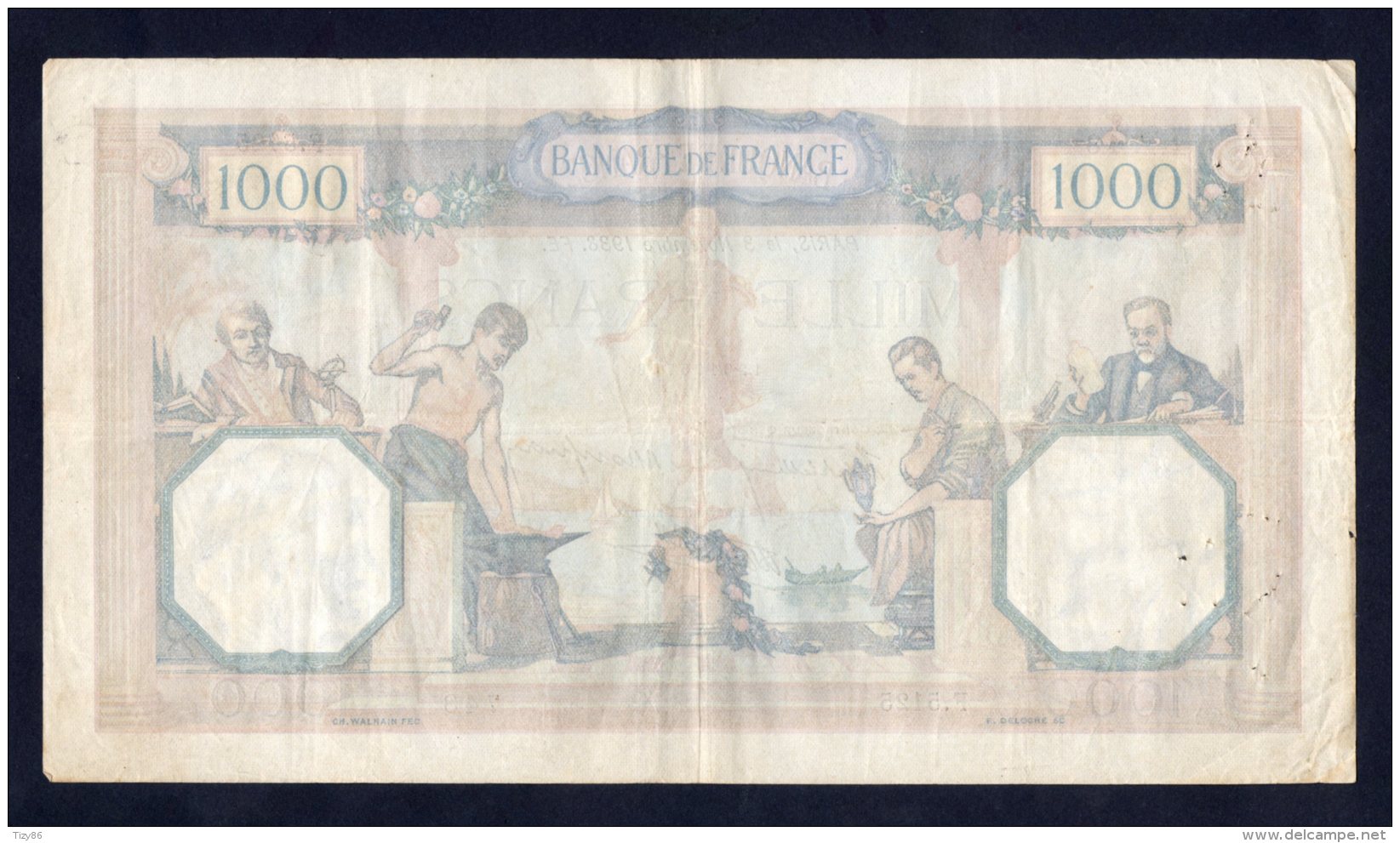 Banconota Francia - 1000 Franchi/Francs 3/11/1938 - 1 000 F 1927-1940 ''Cérès Et Mercure''