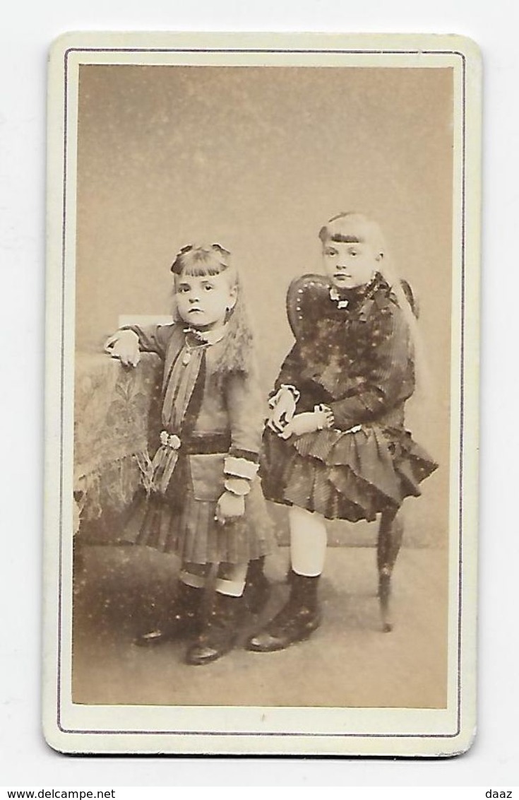 CDV Portrait Enfant Jeunes Filles Photo Devigne Dinant - Personnes Anonymes