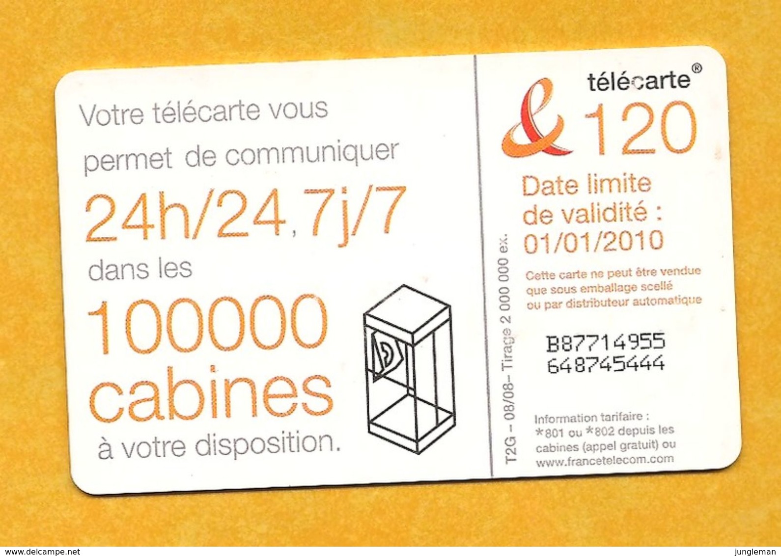 Télécarte 120 Unités - Fillette Heureuse Qui Saute En L'air - Haut Rouge Et Rose, Jean, Baskets - 2008 - 2008