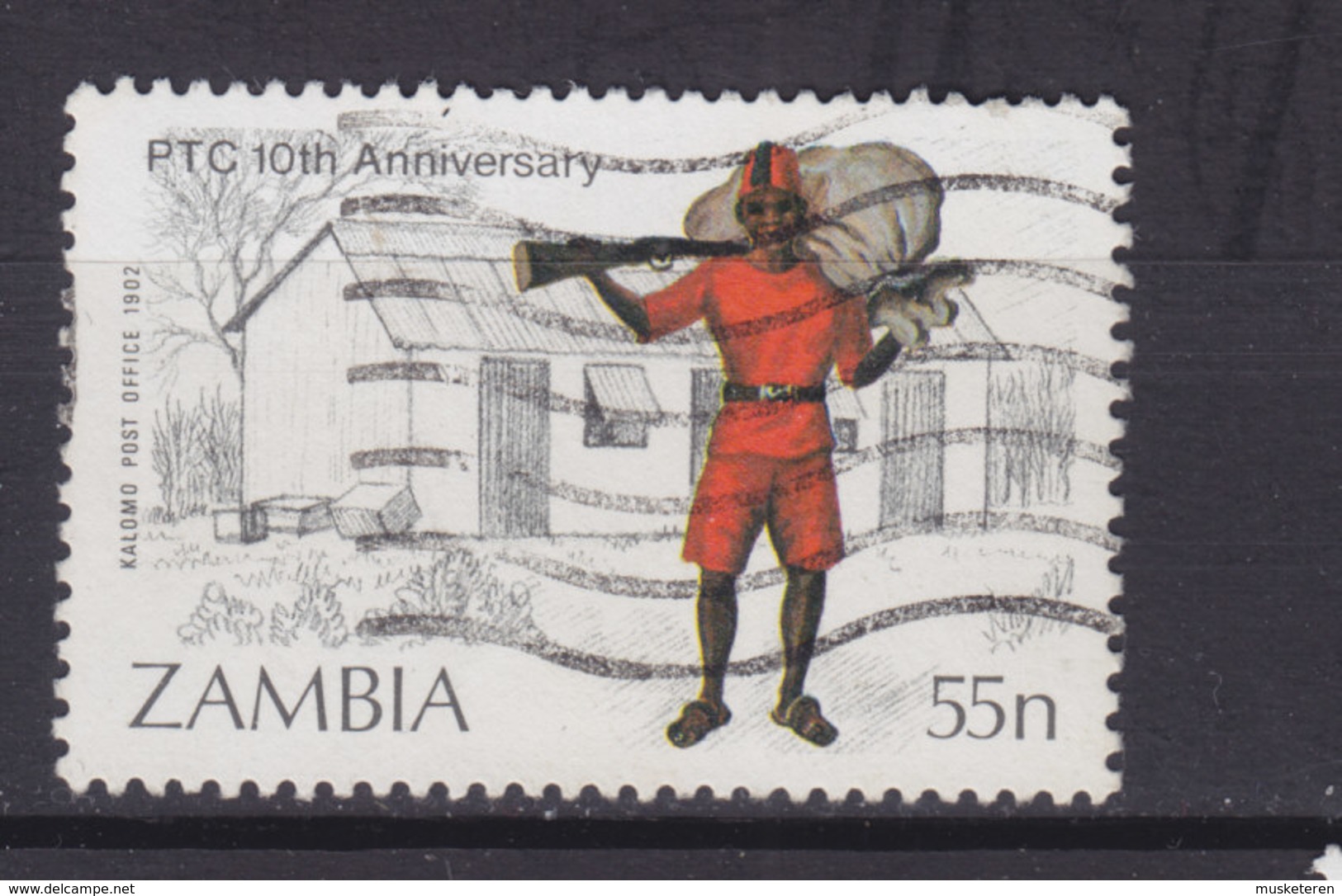 Zambia 1985 Mi. 343      55 N Postbote Mit Handkarren Postamt Von Livingstone - Zambia (1965-...)