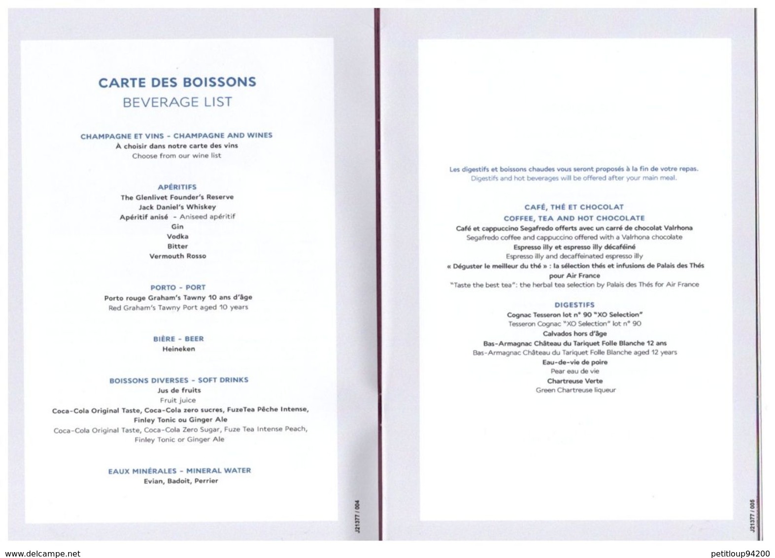 MENU AIR FRANCE Business - Menus