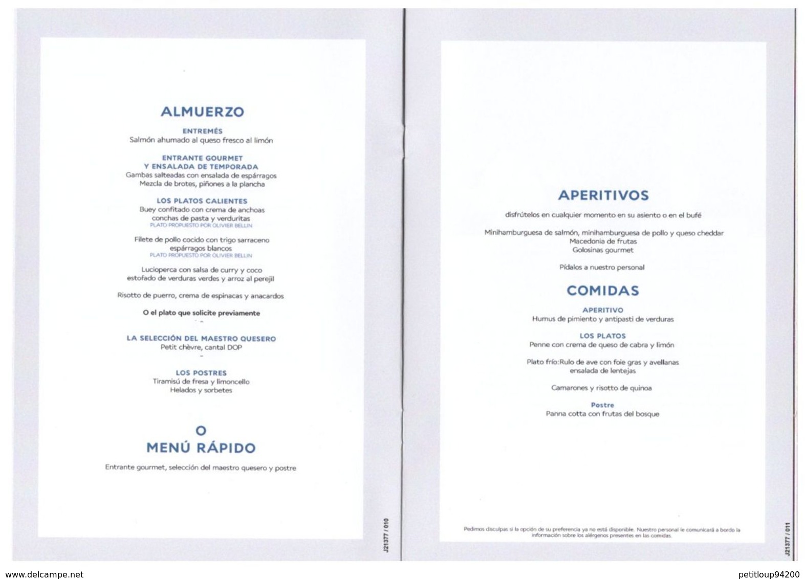 MENU AIR FRANCE Business