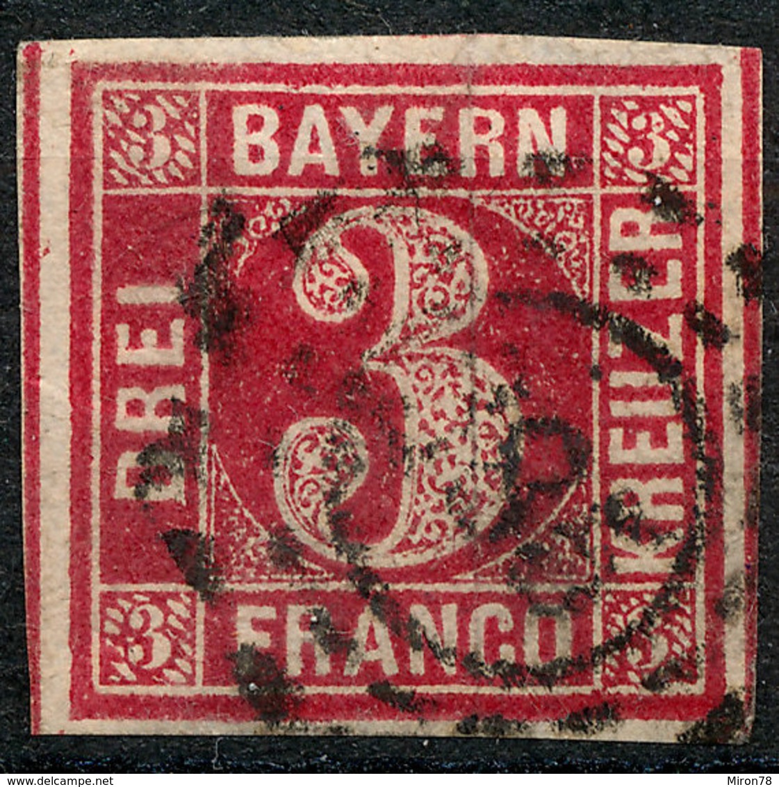 STAMP GERMAN STATES  BAVARIA,BAYERN 1862 3KR USED LOT#55 - Autres & Non Classés