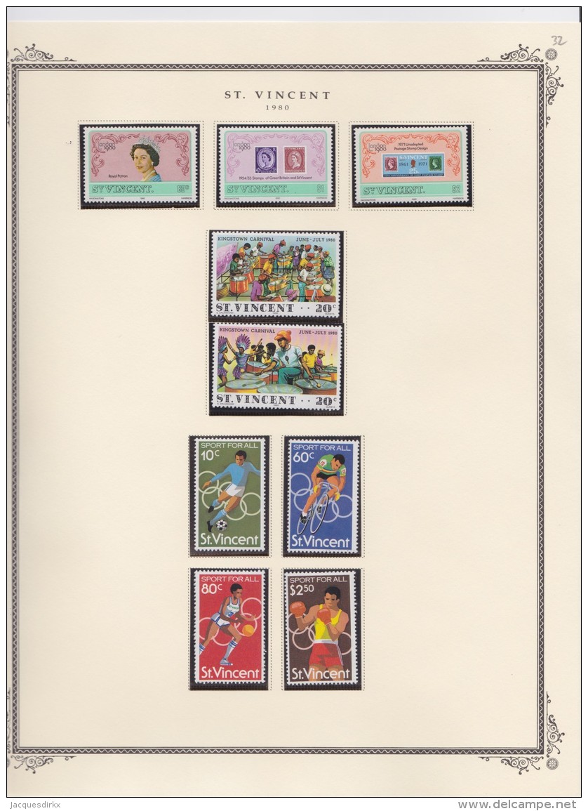 St  Vincent     .             Page  With Stamps    ,    **     .    MNH   .  /   .   Postfris - St.Vincent (1979-...)