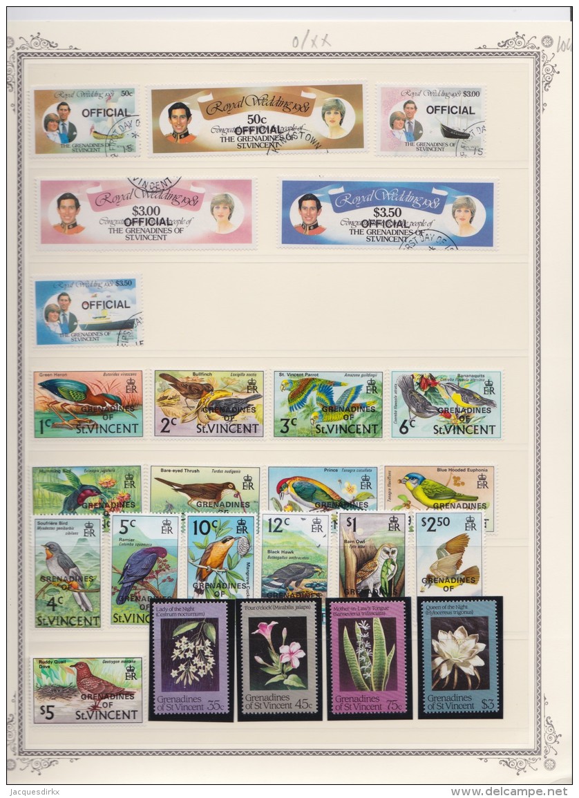 St  Vincent &amp; Grenadines     .           Page With Stamps    .    O And   **     .   Cancelled And MNH - St.-Vincent En De Grenadines