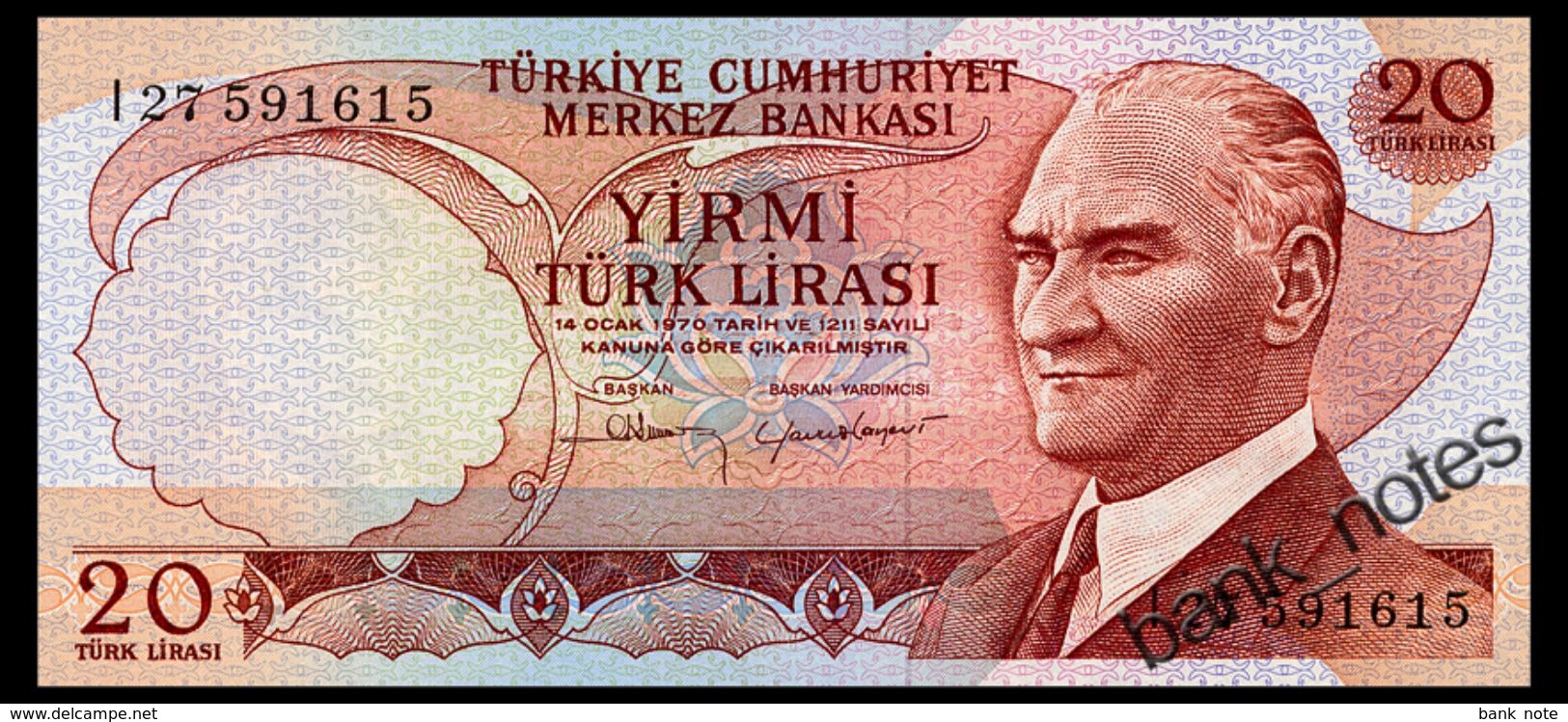 TURKEY 20 LIRA 1970 Pick 187b Unc - Turkey