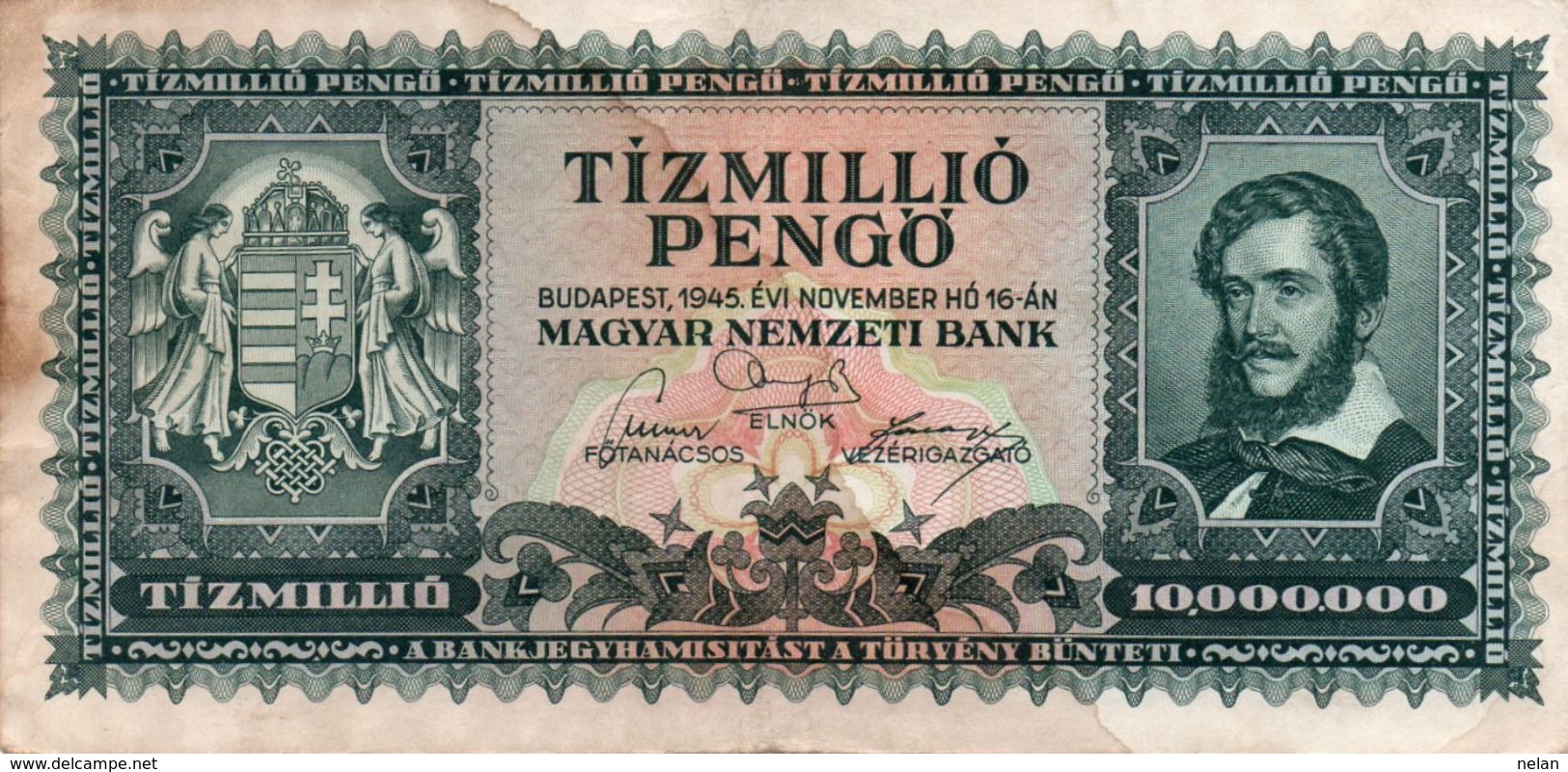 HUNGARY-10 MILLION PENGO-1945 P-123-CIRCOLATA - Ungheria