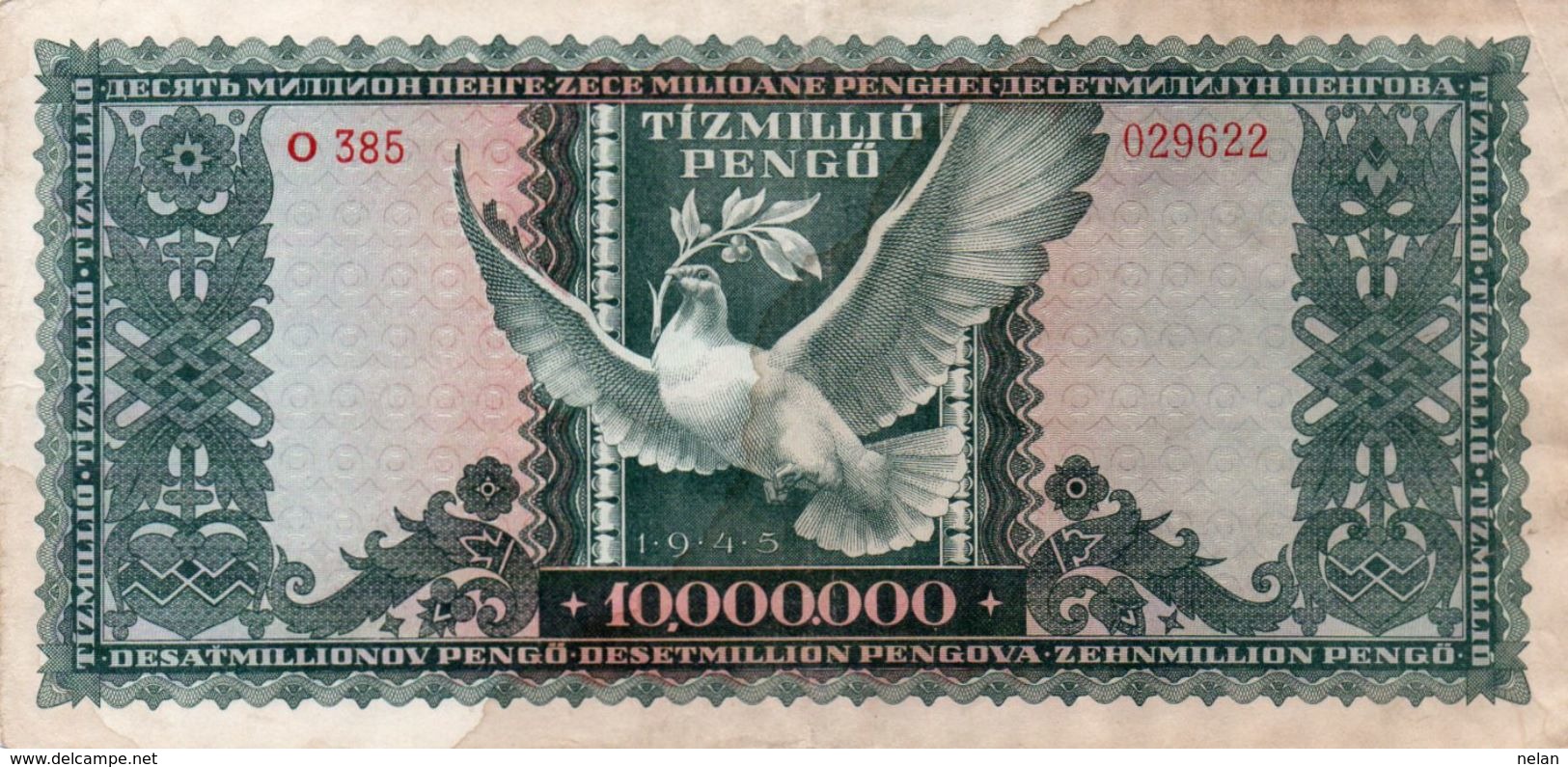 HUNGARY-10 MILLION PENGO-1945 P-123-CIRCOLATA - Hungary