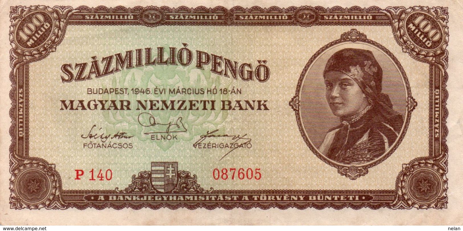 HUNGARY-100 MILLION PENGO-1945 P-124-CIRCOLATA - Ungheria