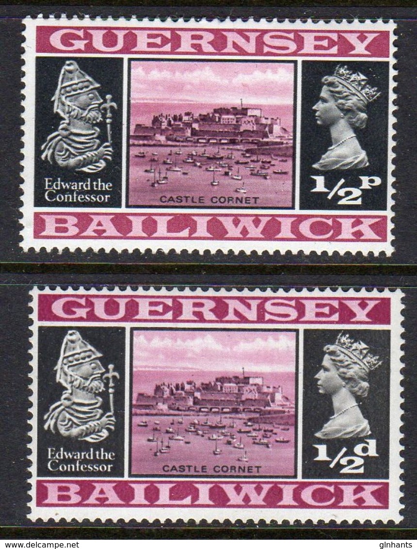 GUERNSEY - 1969 VIEWS DEFINITIVE 1/2d THICK & THIN PAPERS FINE MNH ** SG 13-13a - Guernsey