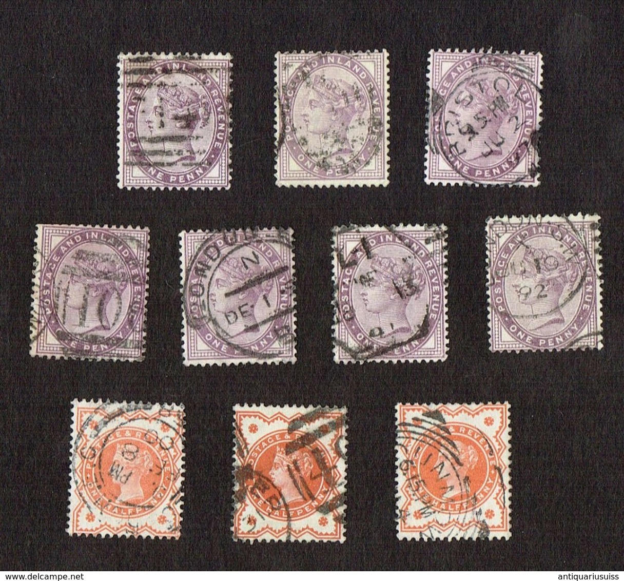 26 Stamps - POSTAGE ONE PENNY - 1/2 - 2,1/2 D - Great Britain, Postage & Revenue - One Half Penny - Collections (sans Albums)