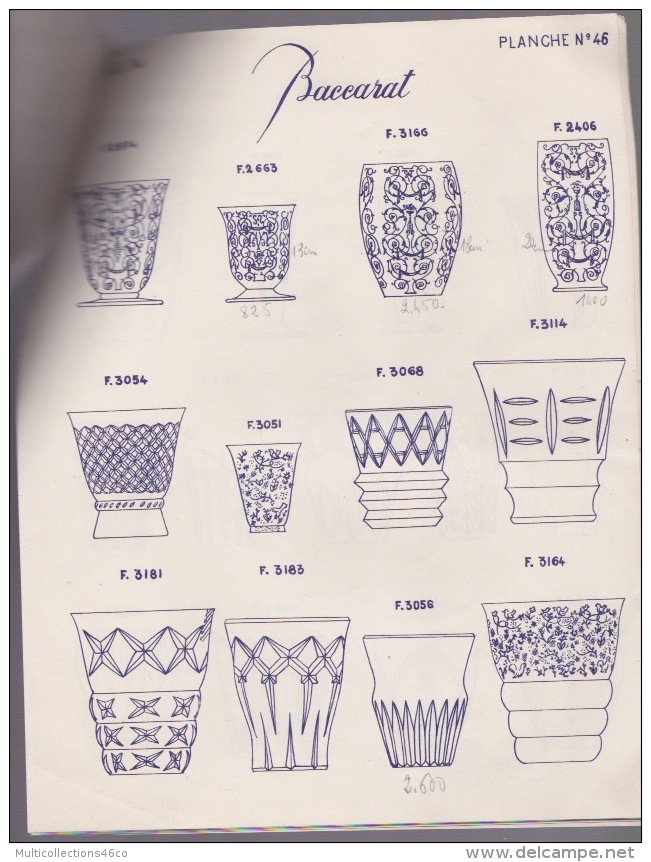 120418A - Catalogue CRISTALLERIES DE BACCARAT 16 Planches Et Tarification Correspondante 1952 - Glas & Kristal