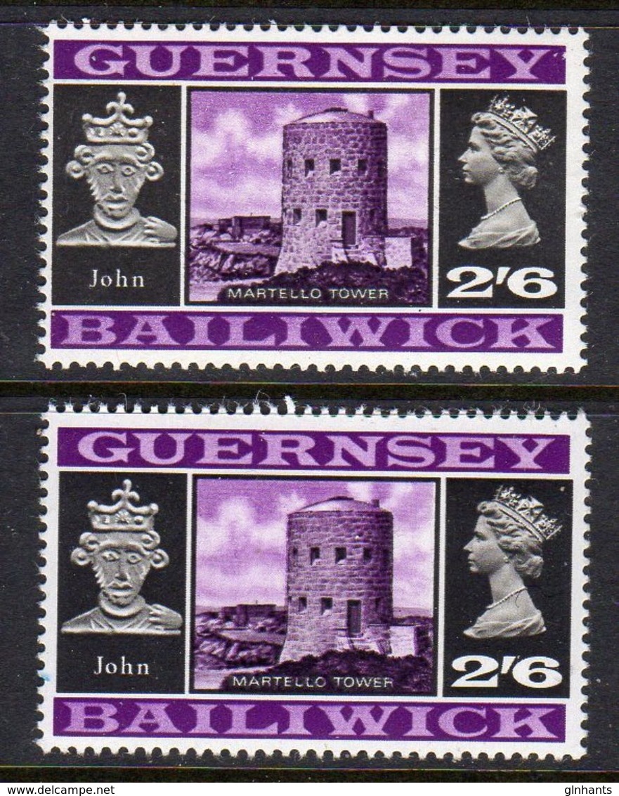 GUERNSEY - 1969 VIEWS DEFINITIVE 2/6 THICK & THIN PAPERS FINE MNH ** SG 25-25a - Guernsey