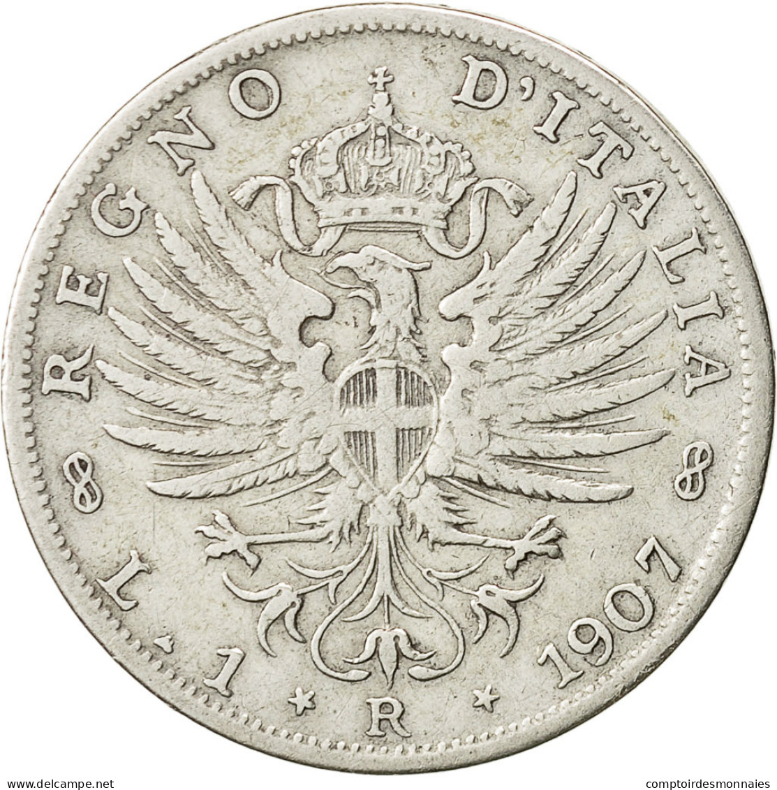 Monnaie, Italie, Vittorio Emanuele III, Lira, 1907, Rome, TB+, Argent, KM:32 - 1900-1946 : Vittorio Emanuele III & Umberto II