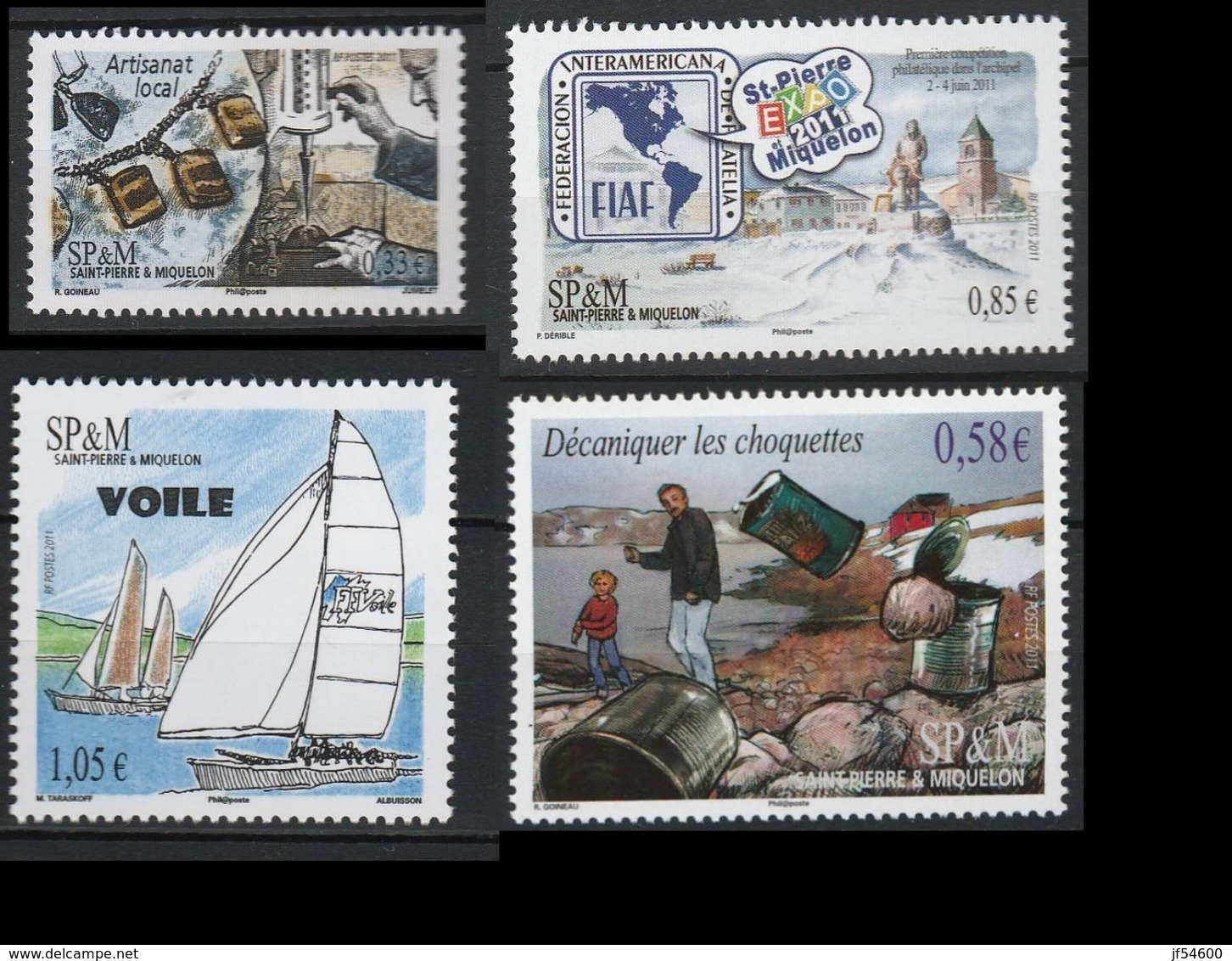 Saint Pierre & Miquelon 1006 à 1009 ** + Paire 1014-1015 Avec Vignette ** - Unused Stamps