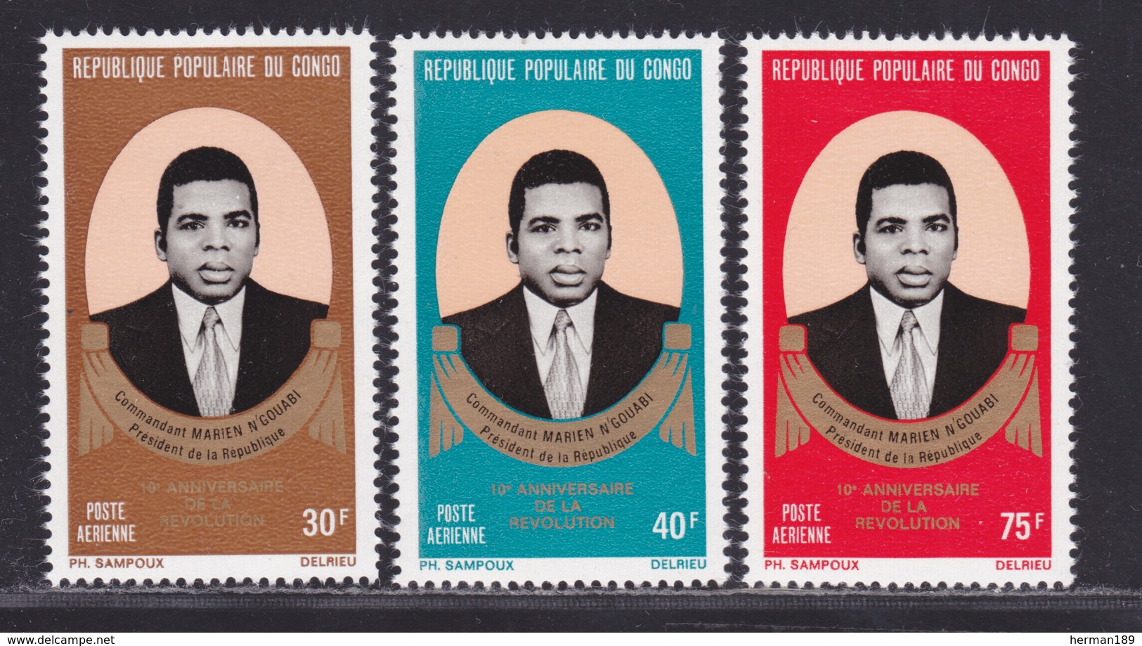 CONGO AERIENS N°  164 à 166 ** MNH Neufs Sans Charnière, TB (D6648) Président Marn Ngouabi - Neufs