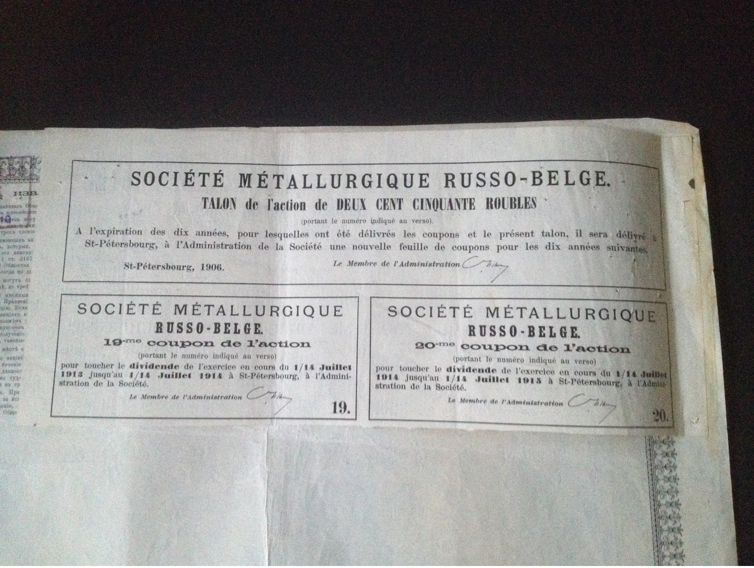 Action Socièté Metallurgique Russo-Belge 1895 - Industrie