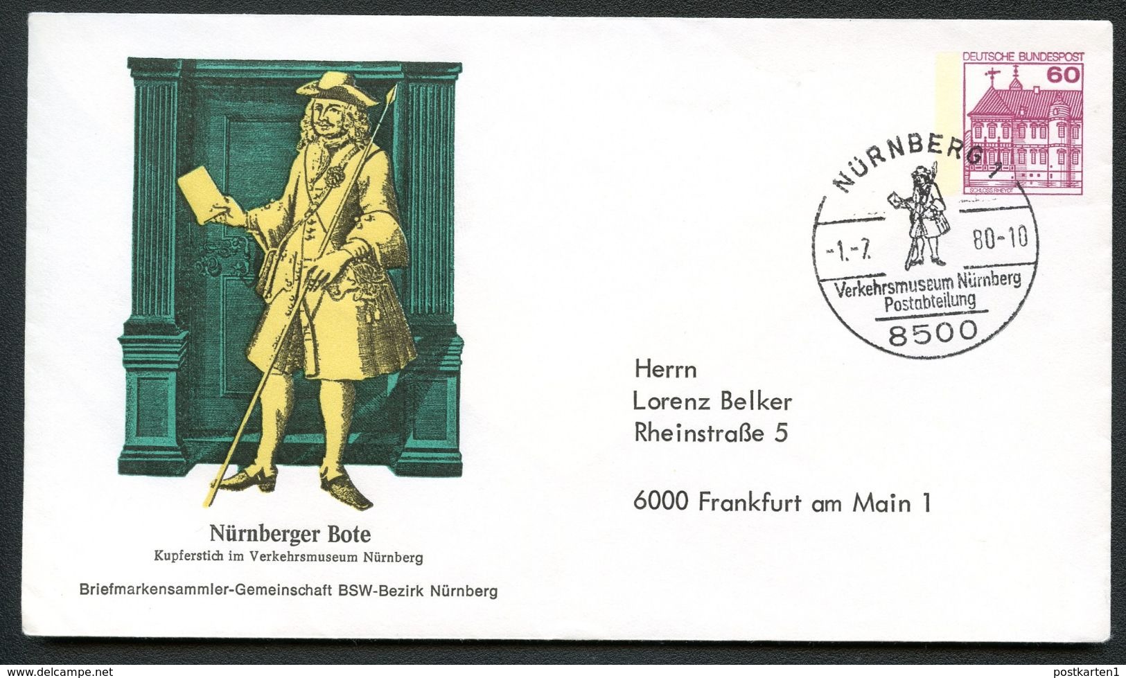 Bund PU115 B2/022 Privat-Umschlag POSTBOTE NÜRNBERG Sost. 1980 - Enveloppes Privées - Oblitérées