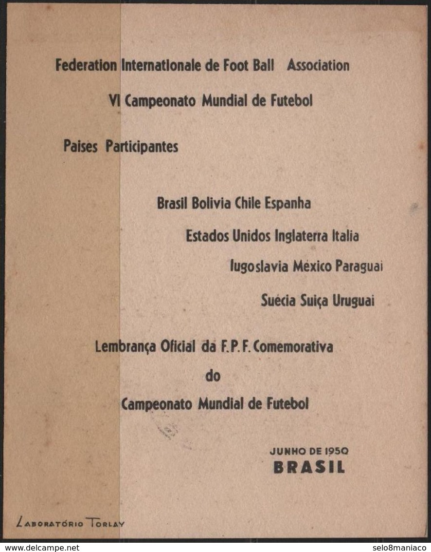 C3249-Brazil-4th World Soccer Championship Private Souvenir Card-1950 - 1950 – Brazil