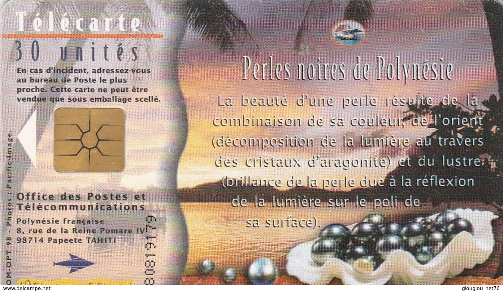 TELECARTE 30 UNITES.. ..POLYNESIE FRANCAISE...PERLES NOIRES - French Polynesia