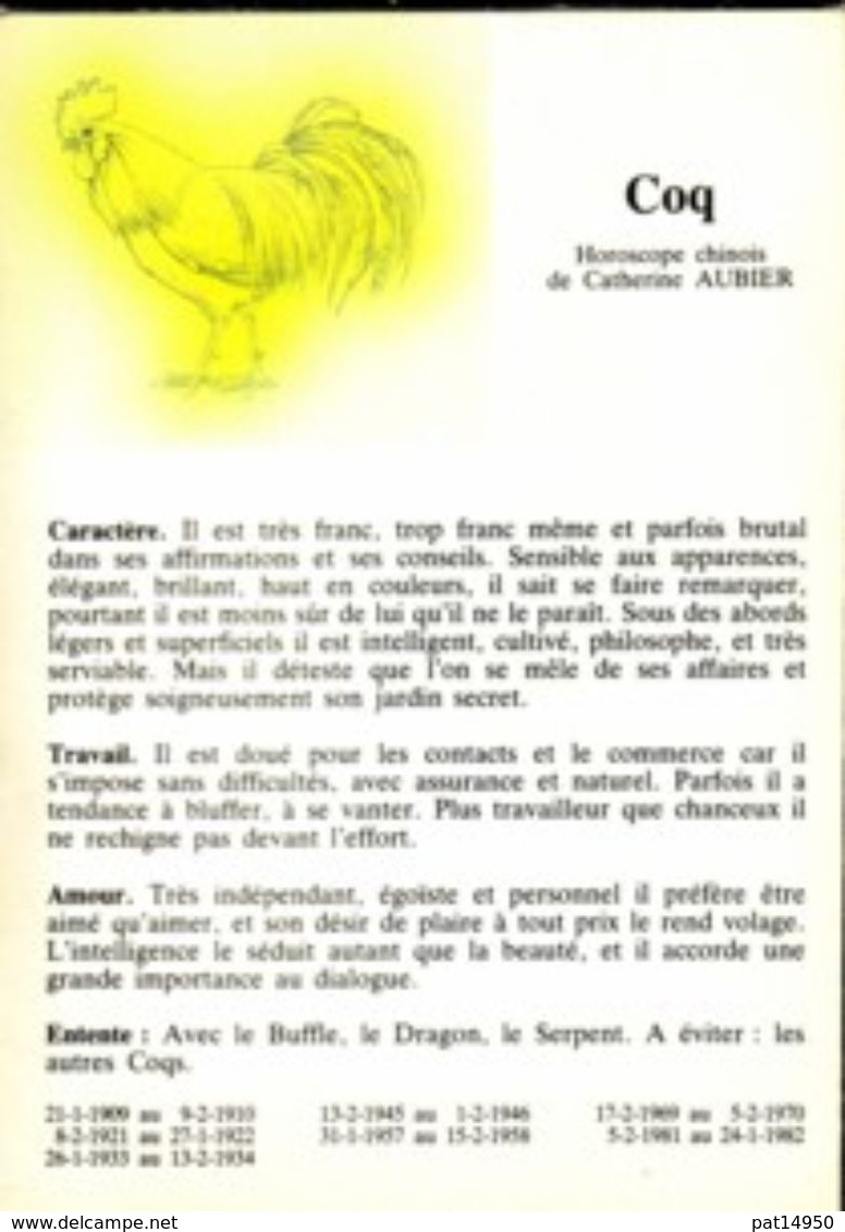 ASTROLOGIE CHINOISE  LE COQ - Astrologie