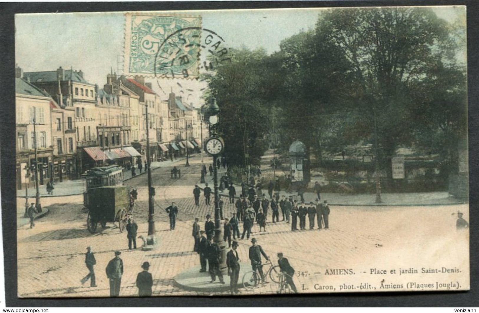 CPA - AMIENS - Place Et Jardin Saint-Denis, Très Animé - Amiens