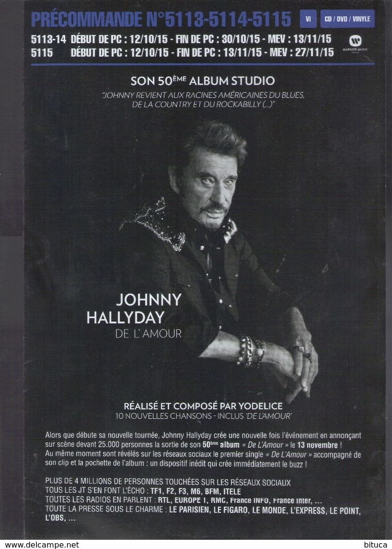 PLAN MEDIA BON DE PRECO AFFICHE PLIEE FORMAT 40X60 JOHNNY HALLYDAY DE L'AMOUR TRES BON ETAT RARE - Posters