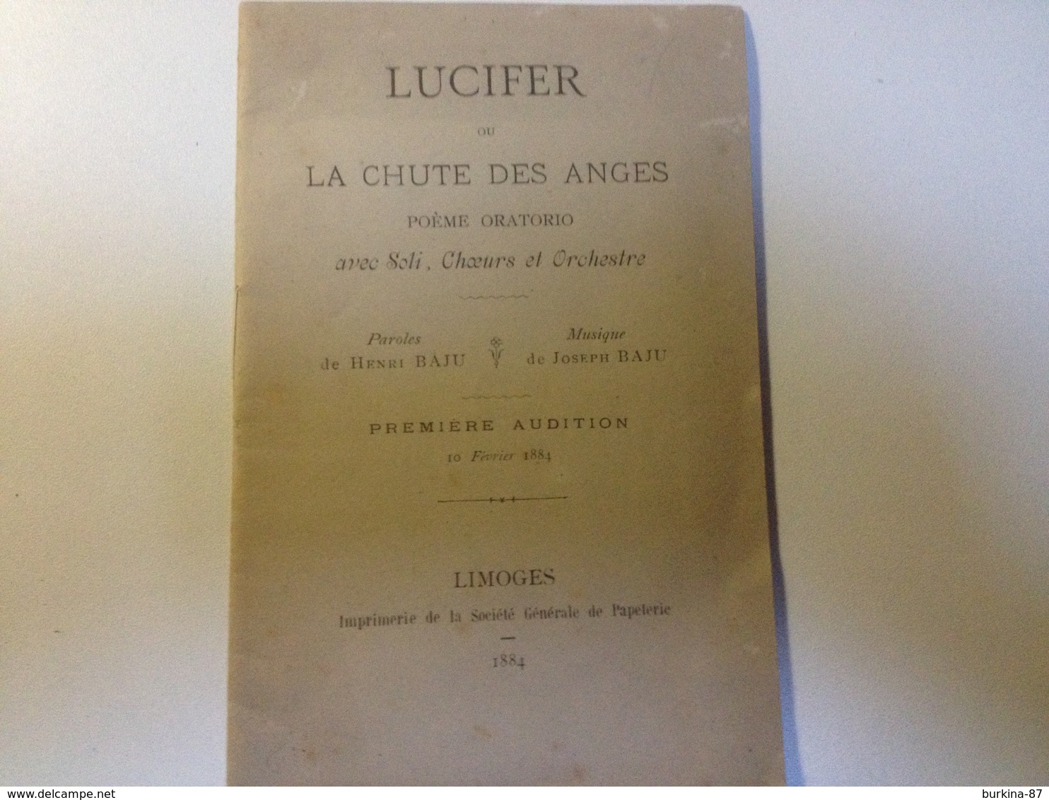 LUCIFER, La Chute Des Anges, Poème Oratorio , 1884 - Non Classés