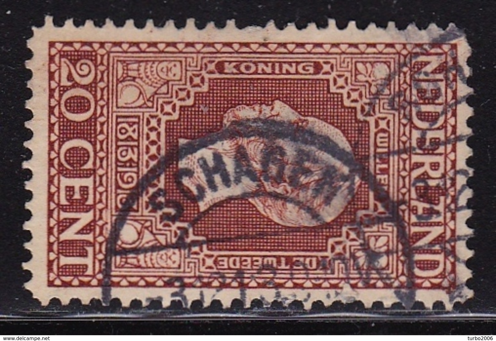 1913 Jubileumzegels 20 Cent Bruin NVPH 95 B Langebalkstempel SCHAGEN - Used Stamps