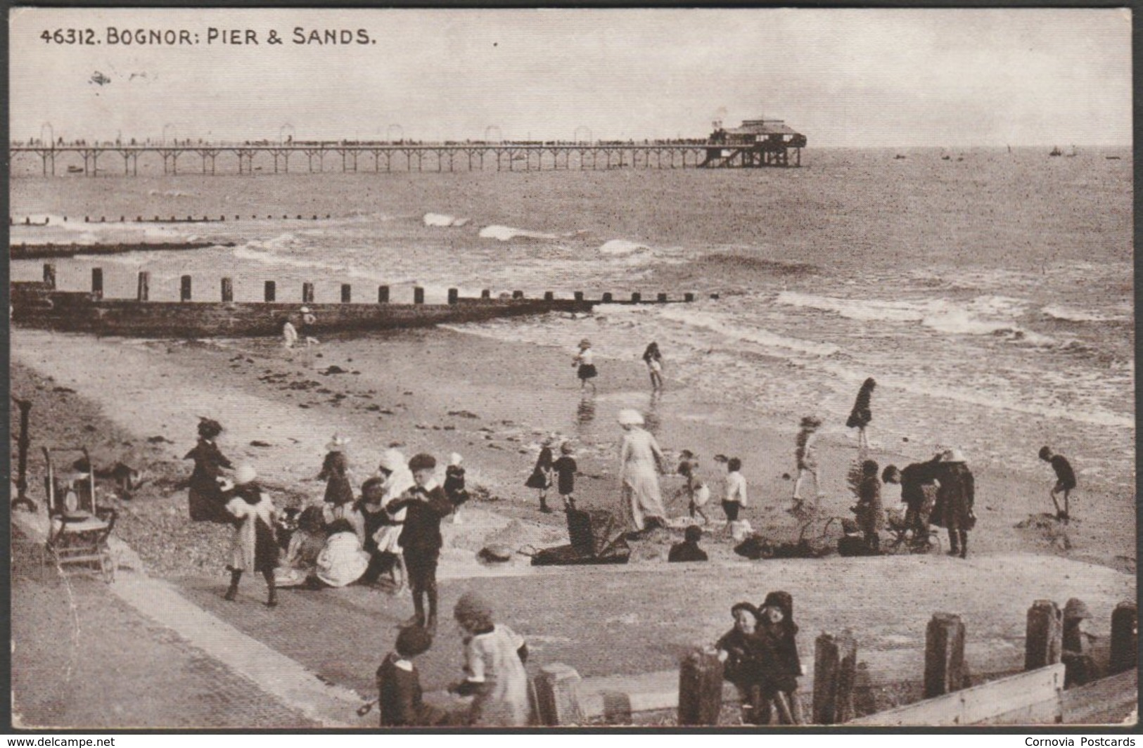 Pier & Sands, Bognor, Sussex, 1916 - Photochrom Sepiatone Postcard - Bognor Regis