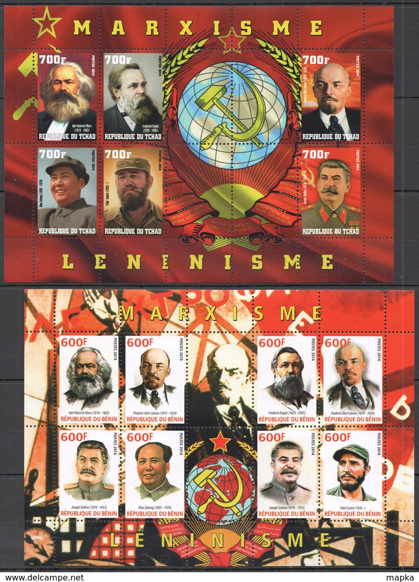 K1563 2014 BENIN,TCHAD MARXISME LENINISME WORLD LEADERS PRIVATE ISSUE 2KB MNH - Lenin