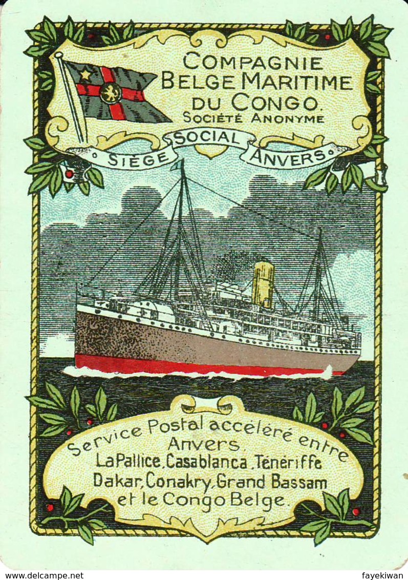 1 Losse Speelkaart" Compagnie Belge Maritime Du Congo - Zeer Oude Kaart - Autres & Non Classés