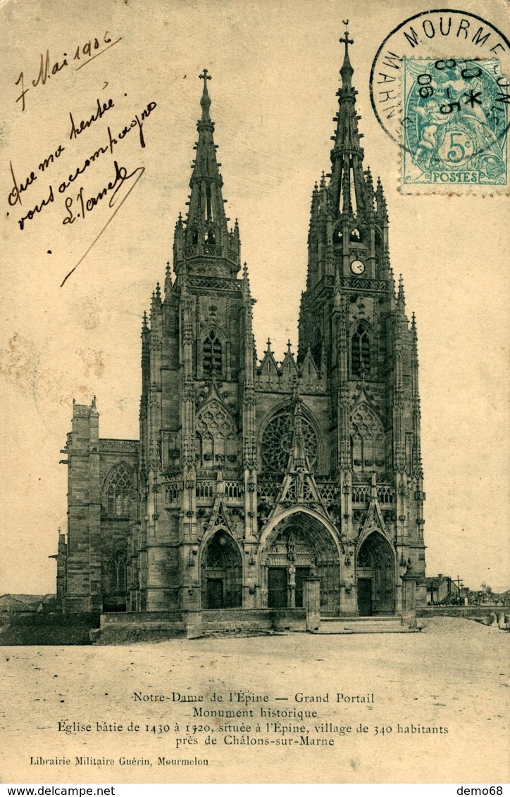 L'EPINE CPA 51 Marne Notre Dame De L'Epine Cathédrale  Carte Ancienne 1906 - L'Epine