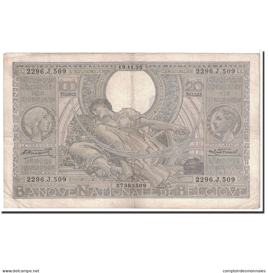 Billet, Belgique, 100 Francs-20 Belgas, 1935, 1935-11-19, KM:107, TTB - 100 Francs & 100 Francs-20 Belgas