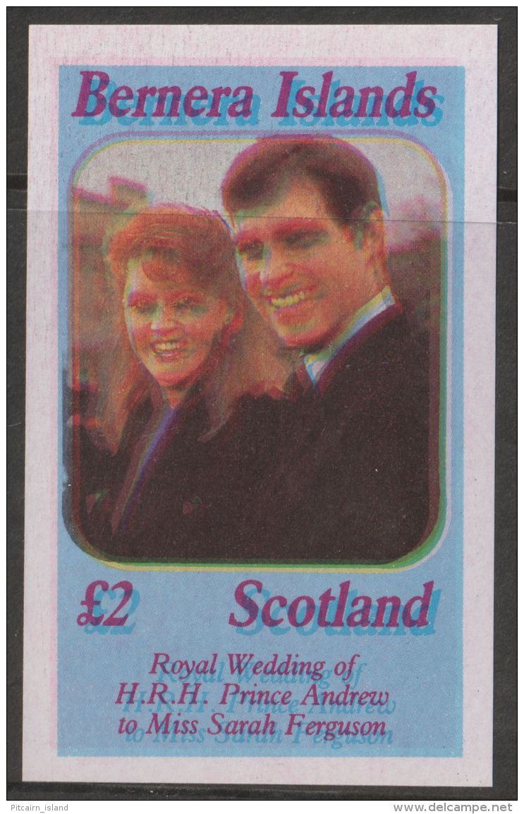 GB UK Scotland Bernera Island 1986 Cat. Gallery Nr. 2259  Royal Weding MNH Imperf.   Misprinting - Cinderellas